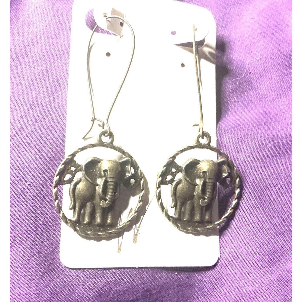 Bronzed Still Elephant Earrings